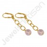 Rose Quartz and 18K Gold Plated Sterling Silver Dangle Earring.