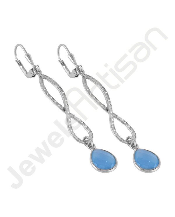 Infinity Design Earrings 925 Sterling Silver Earrings Blue Onyx Earrings