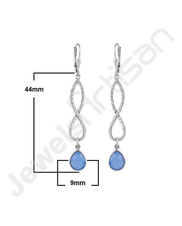 Infinity Design Earrings 925 Sterling Silver Earrings Blue Onyx Earrings