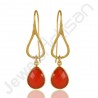 Red Onyx Earrings 18K Gold-Plated Earrings 925 Solid Silver Earrings