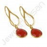 Red Onyx Earrings 18K Gold-Plated Earrings 925 Solid Silver Earrings