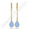 Gold Vermeil Earrings 925 Solid Silver Earrings Blue Onyx Earrings