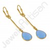 Gold Vermeil Earrings 925 Solid Silver Earrings Blue Onyx Earrings