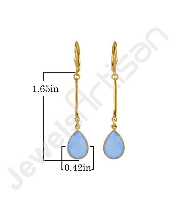 Gold Vermeil Earrings 925 Solid Silver Earrings Blue Onyx Earrings