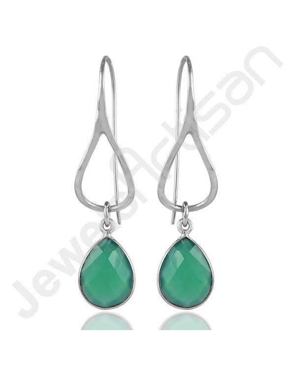 Green Onyx Earrings 925 Sterling Silver Earrings Infinity Earrings