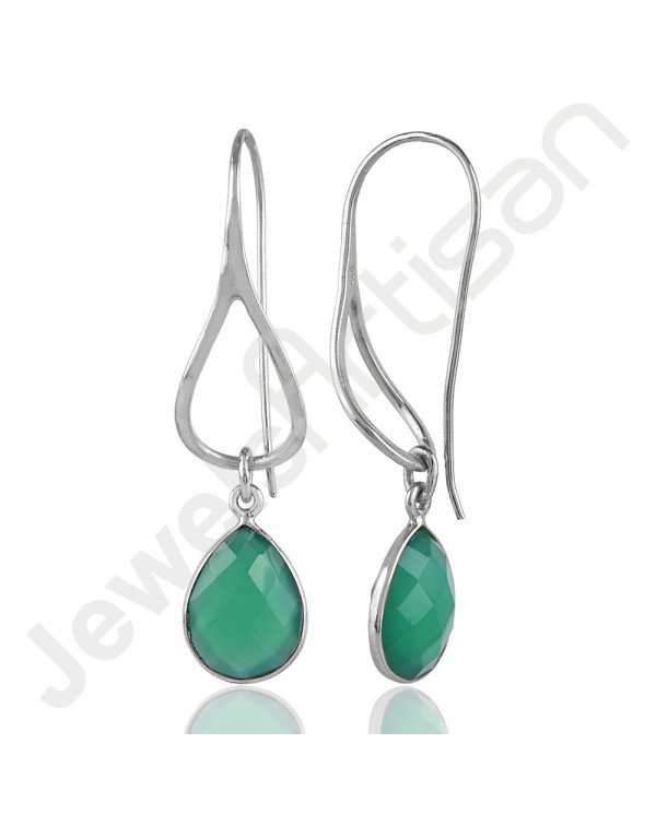 Green Onyx Earrings 925 Sterling Silver Earrings Infinity Earrings