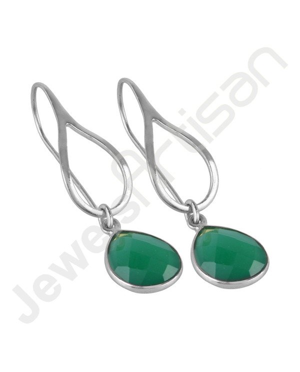 Green Onyx Earrings 925 Sterling Silver Earrings Infinity Earrings