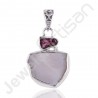 Sterling Silver Pink Opal Rhodolite Pendant