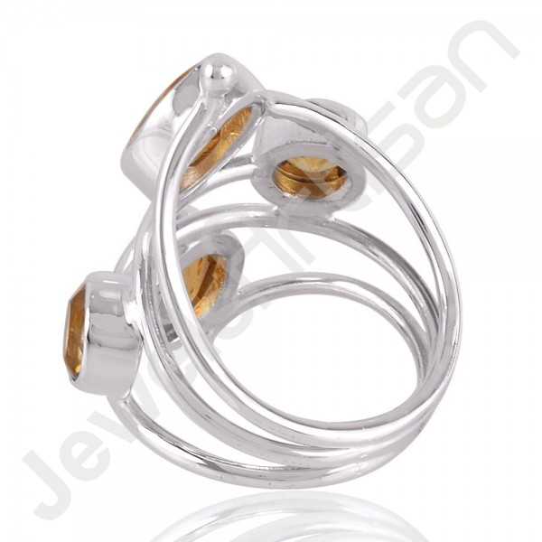 Elegant Citrine Gemstone Ring In 925 Solid Sterling Silver