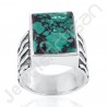 Tibetan Turquoise Ring, 925 Solid Sterling Oxidized Silver Ring