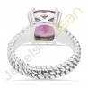 Purple Amethyst Ring, 925 Solid Sterling Silver Solitaire Gemstone Ring