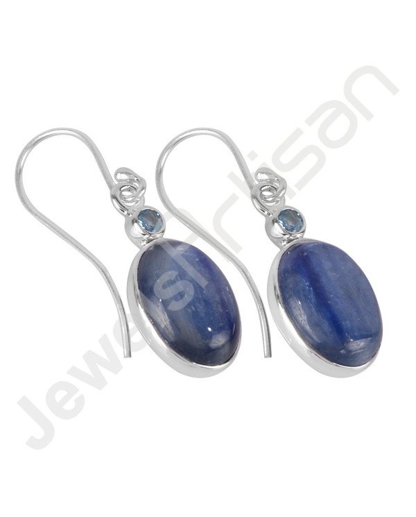 Kyanite Earrings Swiss Blue Topaz Earrings 925 Sterling Silver Earrings