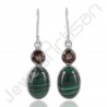 Malachite Gemstone Earrings Smoky Quartz Earrings 925 Silver Earrings