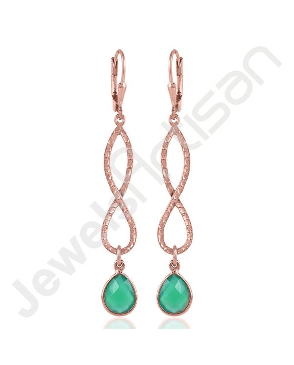 Green Onyx Earrings 925 Sterling Silver Earrings Hammered Textured Earring