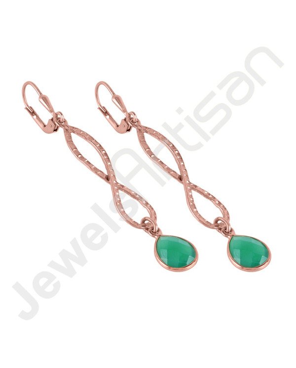 Green Onyx Earrings 925 Sterling Silver Earrings Hammered Textured Earring