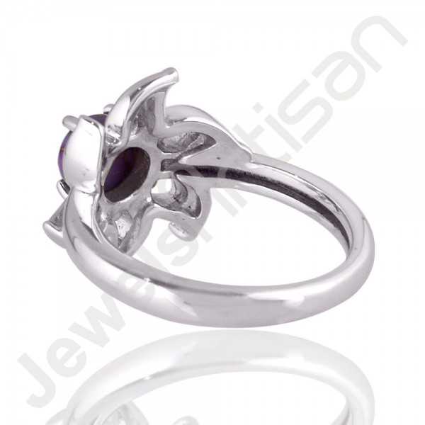 Purple Copper Turquoise Ring 925 Sterling Silver Gemstone Handcrafted Ring