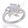 Elegant Rainbow Moonstone Gemstone Ring In 925 Solid Sterling Silver
