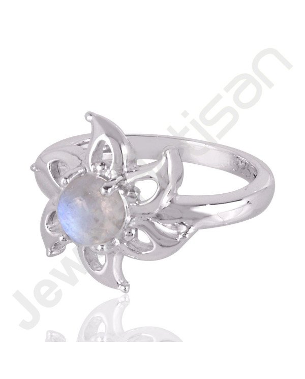 Elegant Rainbow Moonstone Gemstone Ring In 925 Solid Sterling Silver