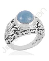 Aquamarine Gemstone Ring 925 Solid Sterling Oxidized Silver Ring