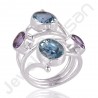 Sky Blue Topaz, Amethyst Gemstone Ring 925 Solid Sterling Silver Ring