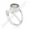 Green Amethyst Gemstone Ring 925 Solid Sterling Silver Solitaire Ring