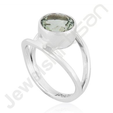 Green Amethyst Gemstone 925 Solid Sterling Silver Solitaire Ring