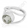 Green Amethyst Gemstone Ring 925 Solid Sterling Silver Solitaire Ring