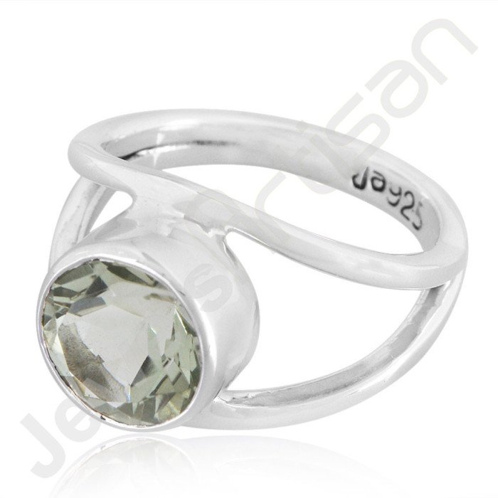 Green Amethyst Gemstone 925 Solid Sterling Silver Solitaire Ring