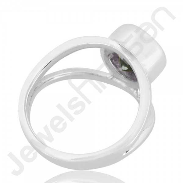 Green Amethyst Gemstone Ring 925 Solid Sterling Silver Solitaire Ring