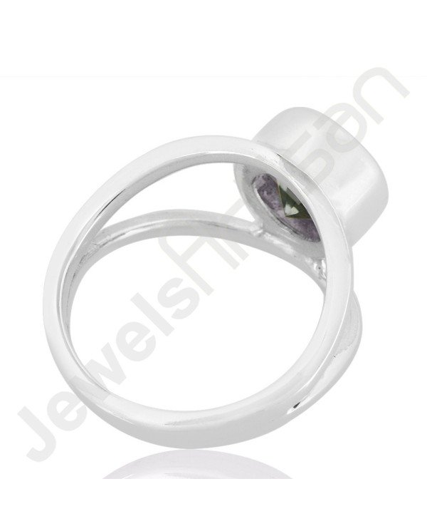 Green Amethyst Gemstone Ring 925 Solid Sterling Silver Solitaire Ring