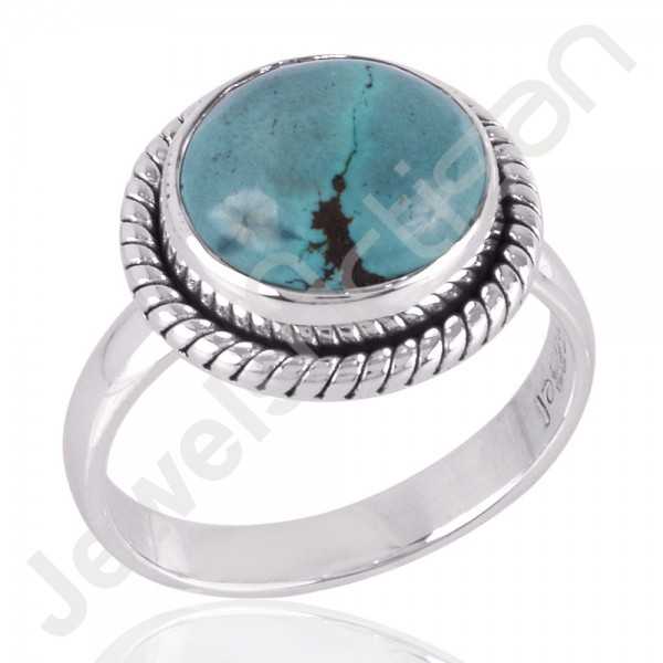 Natural Tibetan Turquoise Gemstone Ring 925 Solid Sterling Silver Ring