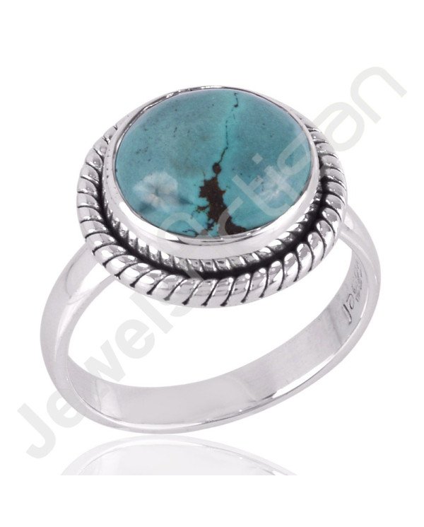 Natural Tibetan Turquoise Gemstone Ring 925 Solid Sterling Silver Ring