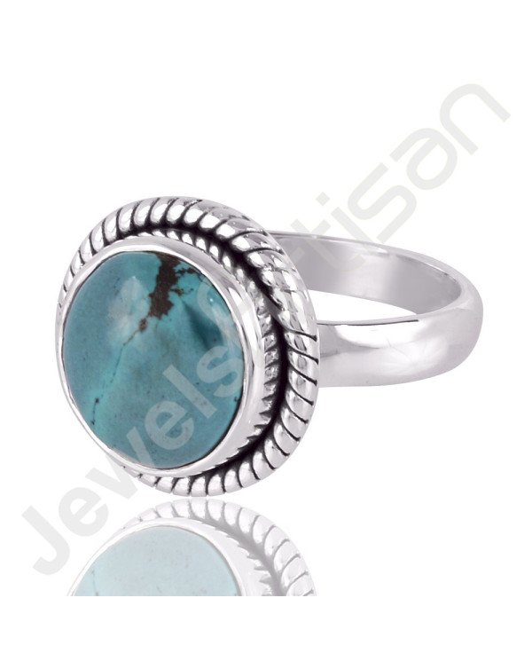 Natural Tibetan Turquoise Gemstone Ring 925 Solid Sterling Silver Ring