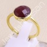 Gold Vermeil Ring Solitaire Red Quartz Ring 925 Sterling Silver Ring