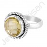 Lemon Quartz Gemstone Ring 925 Solid Sterling Silver Solitaire Ring