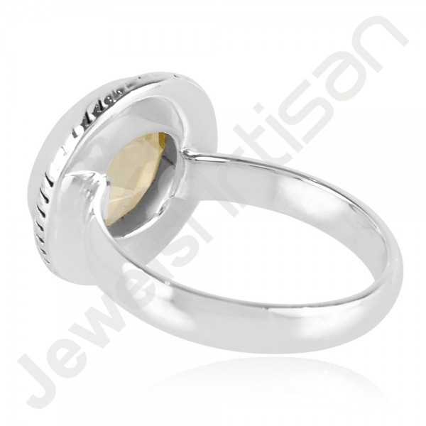 Lemon Quartz Gemstone Ring 925 Solid Sterling Silver Solitaire Ring