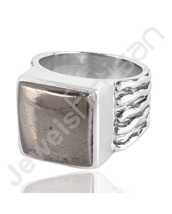Pyrite Gemstone Ring For Men 925 Solid Sterling Silver Ring