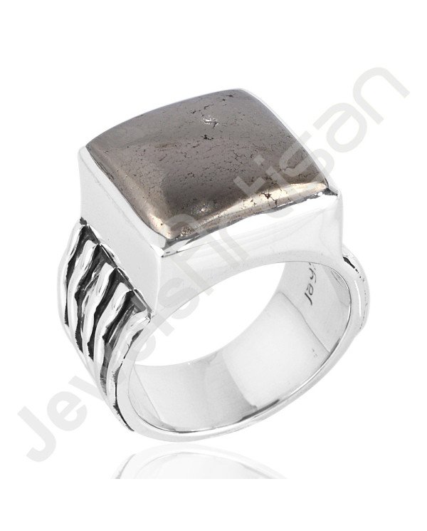 Pyrite Gemstone Ring For Men 925 Solid Sterling Silver Ring