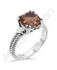 Smoky Quartz Gemstone Ring 925 Solid Sterling Silver Solitaire Ring