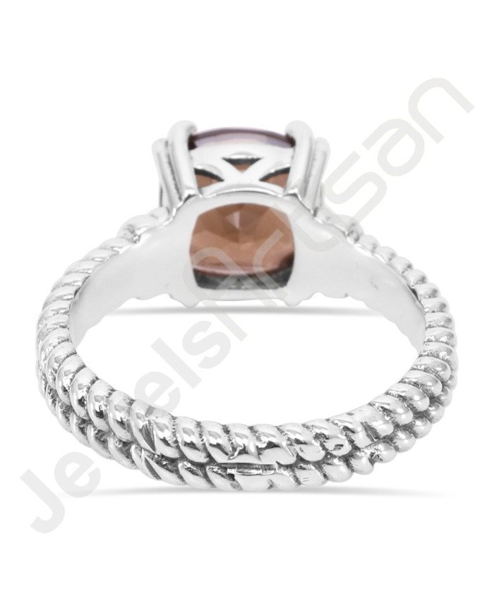 Smoky Quartz Gemstone Ring 925 Solid Sterling Silver Solitaire Ring