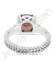 Smoky Quartz Gemstone Ring 925 Solid Sterling Silver Solitaire Ring