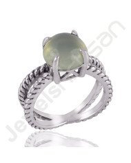 Prehnite Gemstone Ring 925 Solid Sterling Silver Twisted Wire Ring