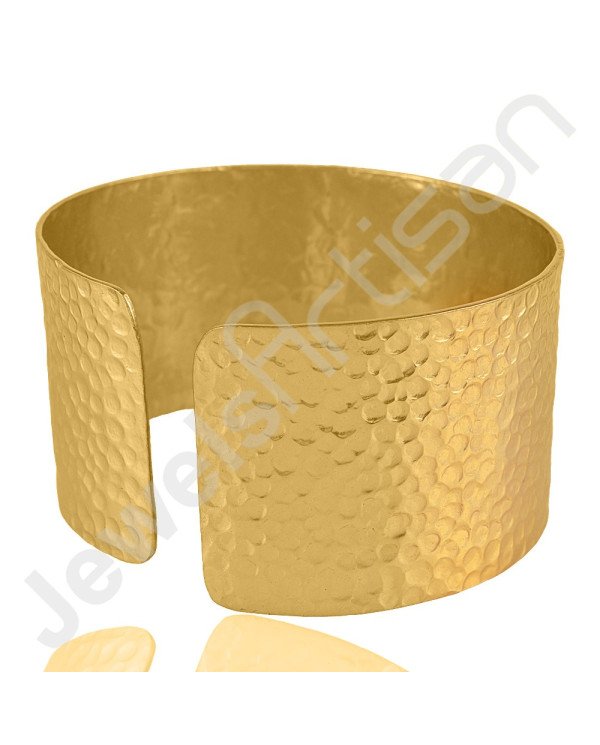 18K Gold Plated Bangle Textured Cuff Bangle Black Banded Agate Bangle