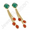 18K Gold Plated Earrings Dangle Drop Earrings Green Onyx Earrings