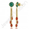 18K Gold Plated Earrings Dangle Drop Earrings Green Onyx Earrings