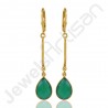 18K Gold-Plated Earrings Green Onyx Earrings Sterling Silver Earrings
