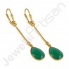 18K Gold-Plated Earrings Green Onyx Earrings Sterling Silver Earrings