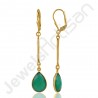 18K Gold-Plated Earrings Green Onyx Earrings Sterling Silver Earrings
