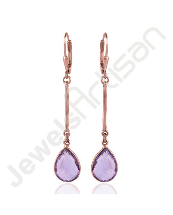 Purple Amethyst Earring 925 Sterling Silver Earring Rose Gold Earring