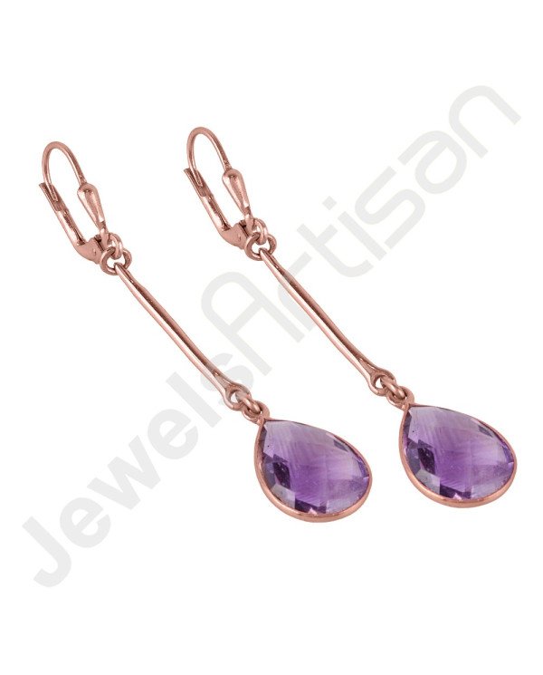 Purple Amethyst Earring 925 Sterling Silver Earring Rose Gold Earring